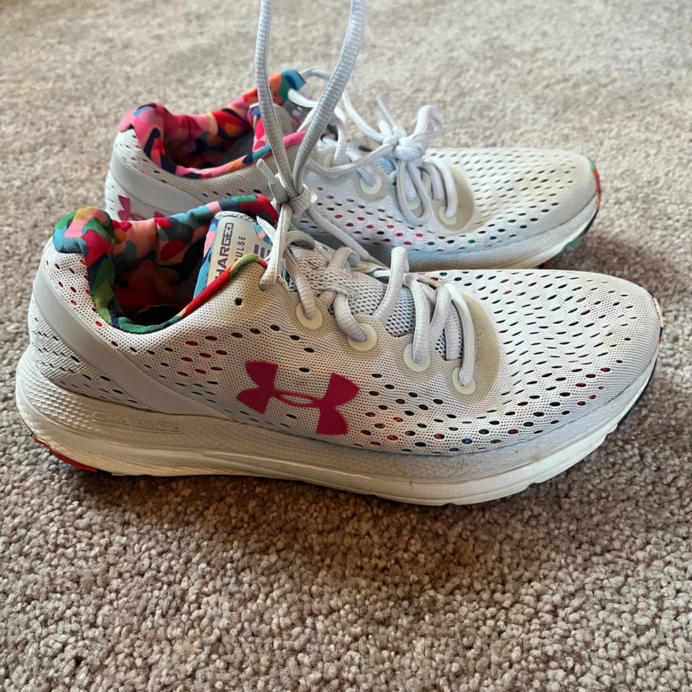 Under Armour White and Pink Athletic Sneakers